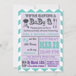 Lila & Aqua Barbecue BaByQ Kinderdusche lädt 2 Einladung