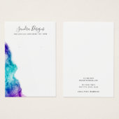 Lila Aqua Blue Aquarell Ohrring-Grafikkarte (Vorne & Hinten)
