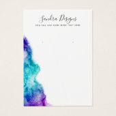 Lila Aqua Blue Aquarell Ohrring-Grafikkarte (Vorderseite)