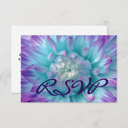 LILA AQUA BLUE Dahlia UAWG Wedding Response RSVP Karte (Vorne/Hinten)