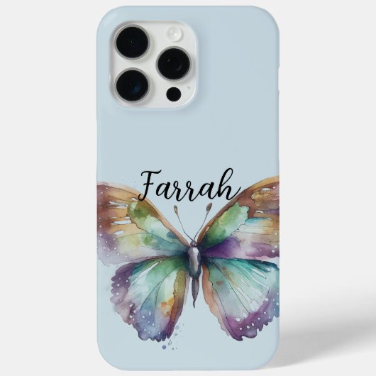 Lila Aqua Blue Mint Butterfliegen Case-Mate iPhone Hülle (Rückseite)