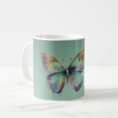 Lila Aqua Blue Mint Butterfliegen Kaffeetasse (Vorderseite Links)