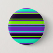 Lila, Aqua & Chartreuse Striped Button-Button Button (Vorderseite)