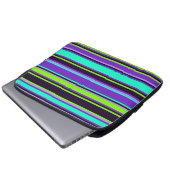 Lila, Aqua & Chartreuse Striped Electronics Bag Laptopschutzhülle (Vorne Knopf)