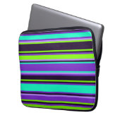 Lila, Aqua & Chartreuse Striped Electronics Bag Laptopschutzhülle (Vorderseite Links)