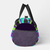 Lila, Aqua & Chartreuse Stripte Nähtasche Duffle Bag (Rechts)