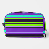 Lila, Aqua, & Chartreuse Stripte Toilettenbeutel Waschbeutel (Vorderseite)