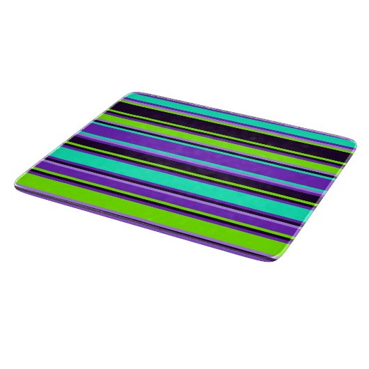 Lila, Aqua & Chartreuse Striptepappe Schneidebrett (Ecke)