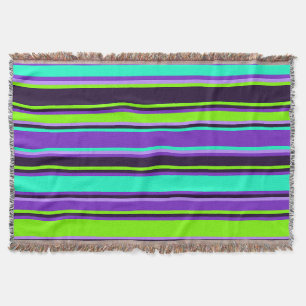 Lila, Aqua & Chartreuse Striptepebanket Decke