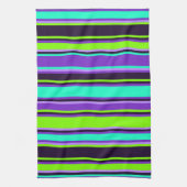 Lila, Aqua, & Chartreuse Striptes Küchentuch (Vertikal)