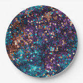 Lila Aqua Glam Bronze Mermaid Sparkle Pappteller (Vorderseite)