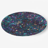 Lila Aqua Glam Gold Meerjungfrau Sparkle Pappteller (Schrägansicht)