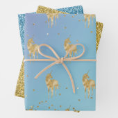 Lila Aqua Gold Sparkle Geschenkpapier Set (Beispiel)