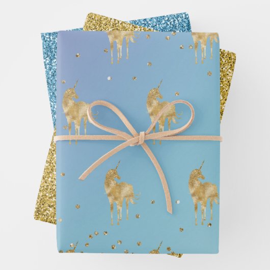 Lila Aqua Gold Sparkle Geschenkpapier Set (Beispiel)