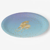 Lila Aqua Gold Sparkle Pappteller (Schrägansicht)