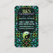 Lila Aqua Green Yin Yang Business Cards Visitenkarte (Rückseite)