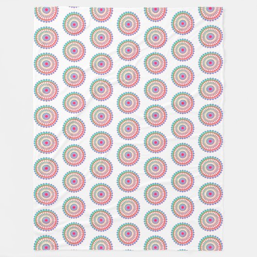 Lila Aqua Mandala Boho Benutzerdefinierter Hinterg Fleecedecke (Vorderseite)