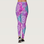 Lila Aqua Mandala Muster Boho Leggings (Rückseite)