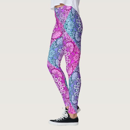 Lila Aqua Mandala Muster Boho Leggings (Links)