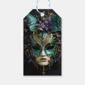 Lila Aqua Masquerade Masken Mardi Gras Drama Geschenkanhänger (Rückseite)