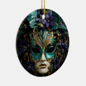 Lila Aqua Masquerade Masken Mardi Gras Drama Keramik Ornament (Rechts)