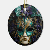 Lila Aqua Masquerade Masken Mardi Gras Drama Keramik Ornament (Links)