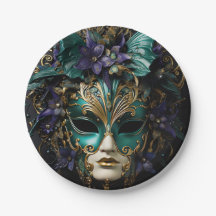 Lila Aqua Masquerade Masken Mardi Gras Drama