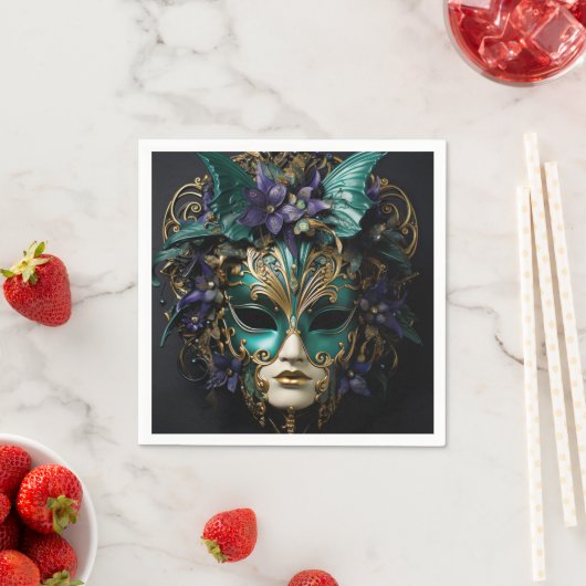 Lila Aqua Masquerade Masken Mardi Gras Drama Serviette (Beispiel)