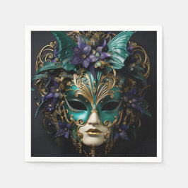 Lila Aqua Masquerade Masken Mardi Gras Drama Serviette