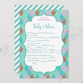 Lila Aqua Mermaid Baby Shower Game Einladung (Vorne/Hinten)