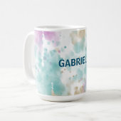 Lila Aqua Mint Rosa Creme Abstrakt Kaffeetasse (Vorderseite Links)