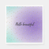 Lila Aqua Ombre Gold Hearts Serviette (Vorderseite)