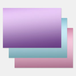 Lila Aqua Pink Ombre Geschenkpapier Set