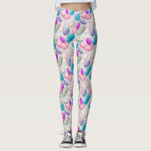Lila Aqua Pink Pillen Aquarellfarben Leggings (Vorderseite)