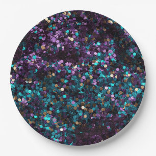 Lila Aqua Rose Gold Meerjungfrau Confetti Pappteller