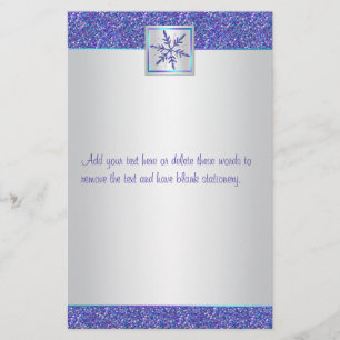 Lila Aqua Silver Snowflake Hochzeitssaison Briefpapier