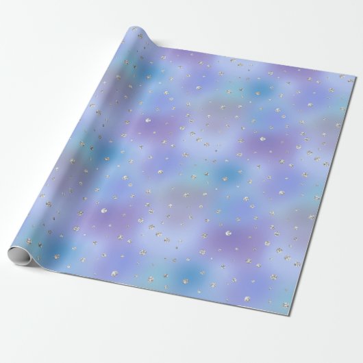 Lila Aqua Silver Sparkle Confetti Geschenkpapier (Ungerollt)
