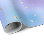 Lila Aqua Silver Sparkle Confetti Geschenkpapier (Rolleneckpunkt)