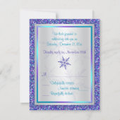 LILA Aqua Silver Wedding RSVP Einladung (Rückseite)