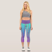 Lila & Aqua Sparklepes Capri Leggings (Vorderseite)
