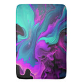 Lila Aqua Türkis Schönes Abstraktes Fluid Kunst Badematte (Vorderseite Vertikal)