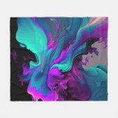 Lila Aqua Türkis Schönes Abstraktes Fluid Kunst Fleecedecke (Vorderseite (Horizontal))