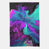 Lila Aqua Türkis Schönes Abstraktes Fluid Kunst Geschirrtuch (Vertikal)