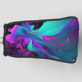 Lila Aqua Türkis Schönes Abstraktes Fluid Kunst Golf Headcover (Vorderseite)