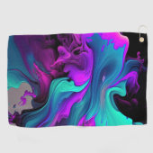 Lila Aqua Türkis Schönes Abstraktes Fluid Kunst Golfhandtuch (Horizontal)