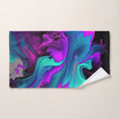 Lila Aqua Türkis Schönes Abstraktes Fluid Kunst Handtuch (Handtuch)