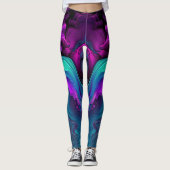 Lila Aqua Türkis Schönes Abstraktes Fluid Kunst Leggings (Vorderseite)