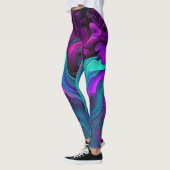 Lila Aqua Türkis Schönes Abstraktes Fluid Kunst Leggings (Links)