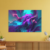 Lila Aqua Türkis Schönes Abstraktes Fluid Kunst Leinwanddruck (Insitu (Wohnzimmer))