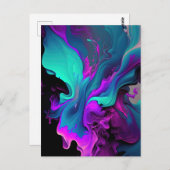 Lila Aqua Türkis Schönes Abstraktes Fluid Kunst Postkarte (Vorne/Hinten)